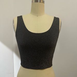 Marika lurex cropped top. Color- black and silver mixed.